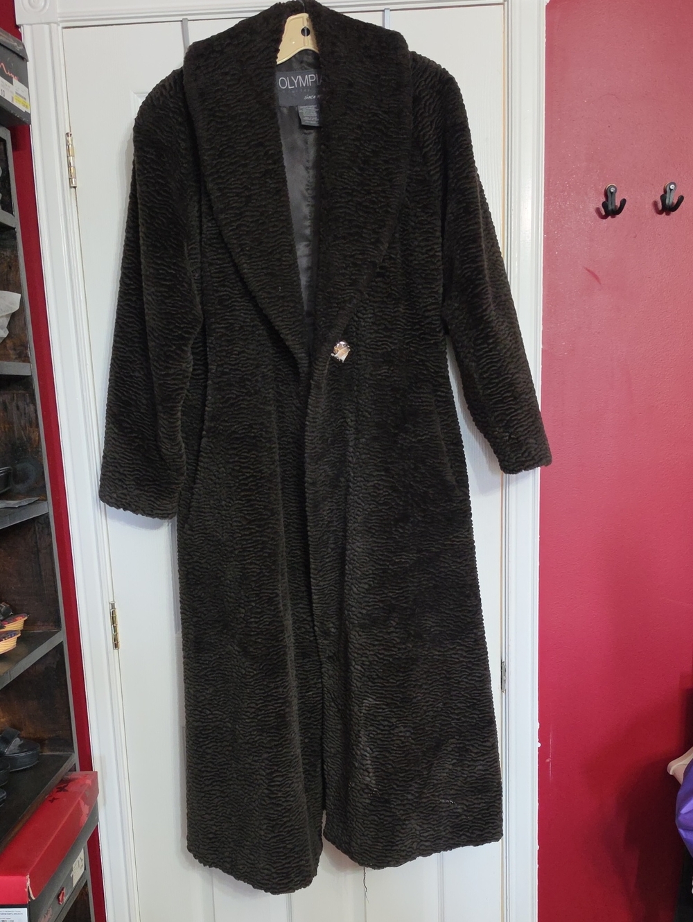 Black Long Teddy Coat - Plush Shawl Collar